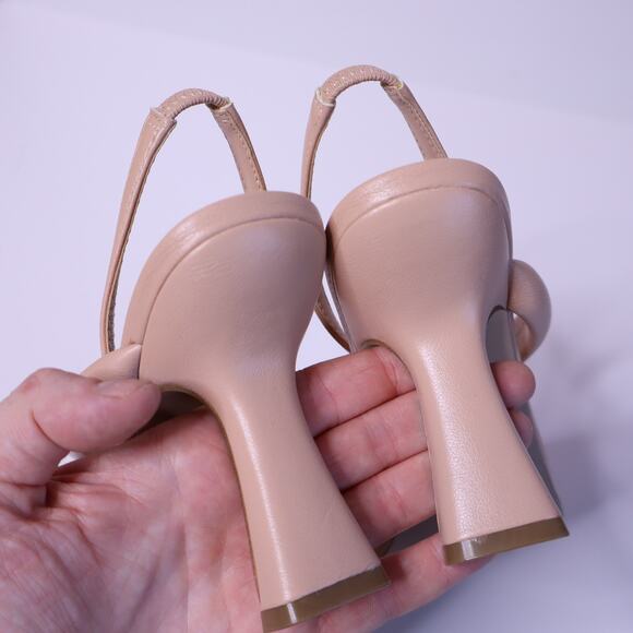 STEVE MADDEN Elizabeth Sandal Flared Heel Square Toe Nude Beige Women's 7.5M - Picture 5 of 10